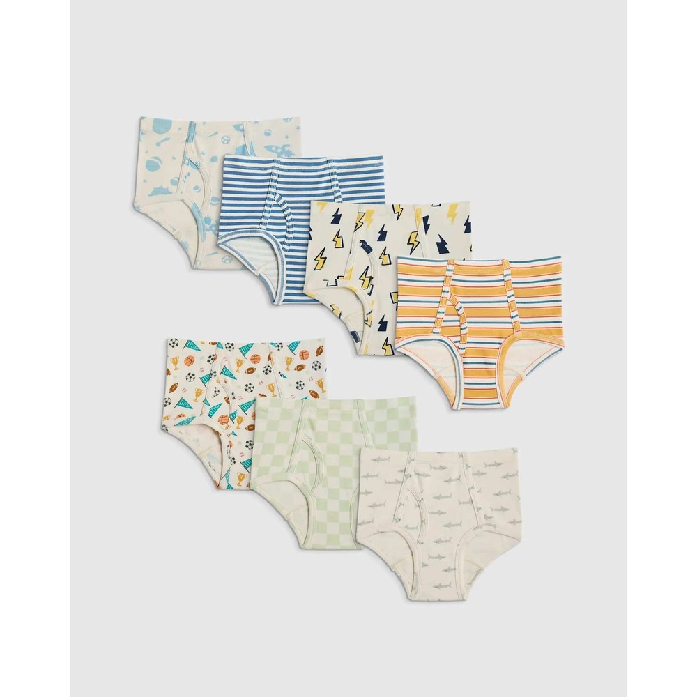 Quince Boys 7-Pack Organic Cotton Classic Briefs Underwear Size 10 NWT Multi